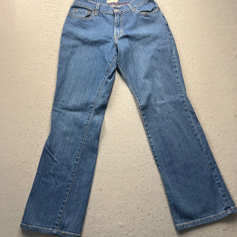 Levis 580 Relaxed Boot Cut Jeans‎ Womens 8 Medium Blue Denim Stretch 1399